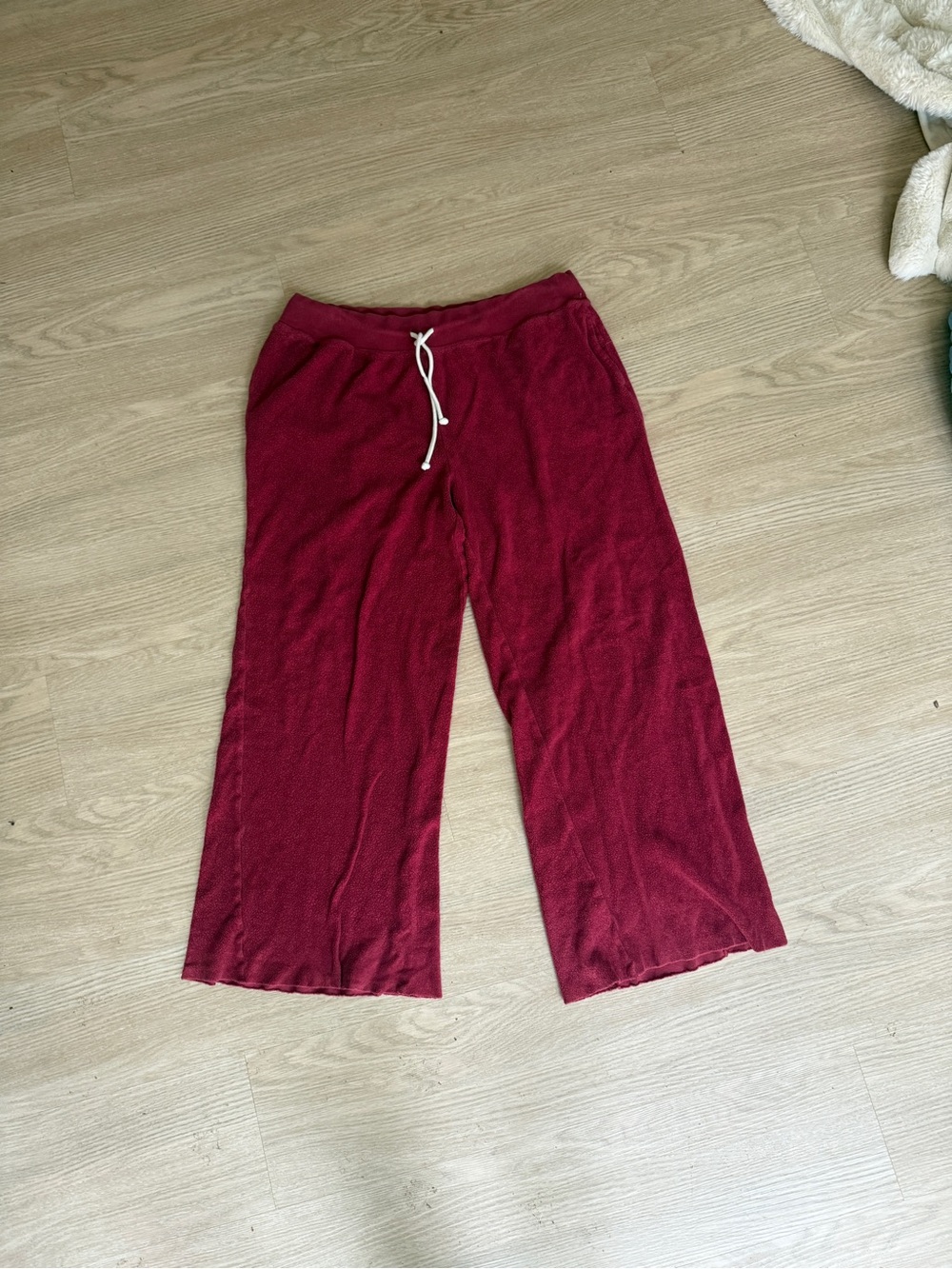 aerie terry Wine Wide-Leg Lounge Pants with Drawstring